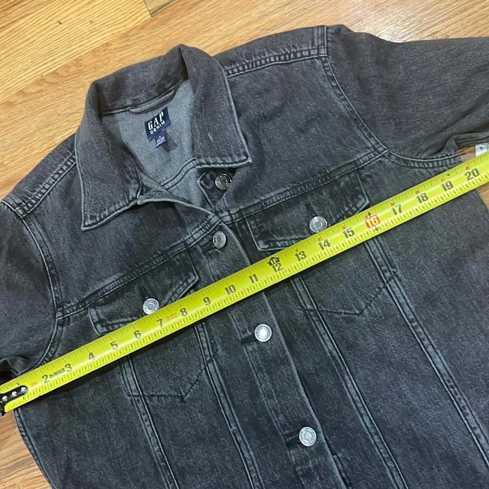 GAP Long Sleeve Denim Dress Icon Denim Duster Jacket Grey  Black M